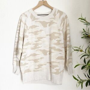 Aerie Vintage Crew Neck Sweatshirt Natural Camo XS